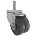 Dual Wheel Swivel Caster, Rubber, 3 in, 350 lb