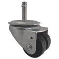 Dual Wheel Swivel Caster, Rubber, 2 in, 200 lb
