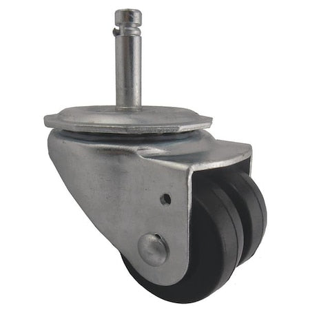 Dual Wheel Swivel Caster, Rubber, 2 in, 200 lb
