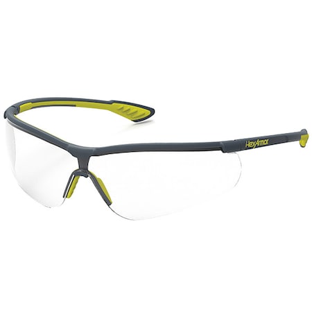 VS250, Safety Glasses, Anti-Fog & Anti-Scratch, Clear Lens, Charcoal/Hi-Visibility Yellow Frame