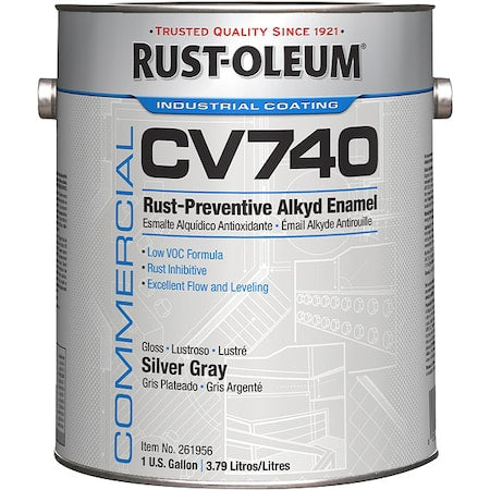 Interior/Exterior Paint, Glossy, Oil Base, Silver Gray, 1 gal
