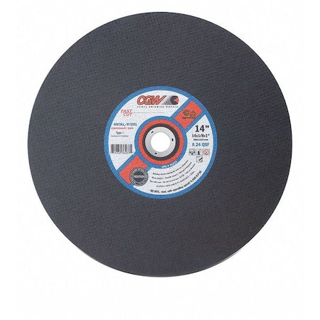 Abrasive Cut-Off Wheel, Type 1, 20 in Dia, 3/16 in Thick, 1 in Arbor Hole Size, Aluminum Oxide