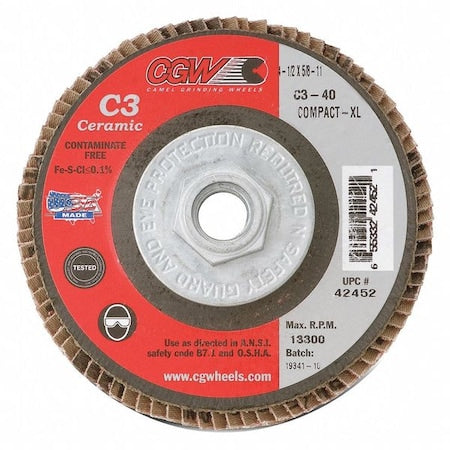 Flap Disc, 4.5x5/8-11, C3 Cmpct Cer XL, 36G