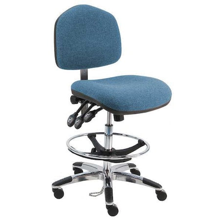 Fabric Task Chair, 21"" to 31"", No Arms, Blue