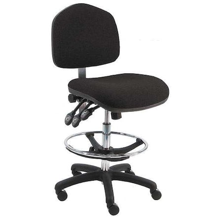 Fabric Task Chair, 21" to 31", No Arms, Black