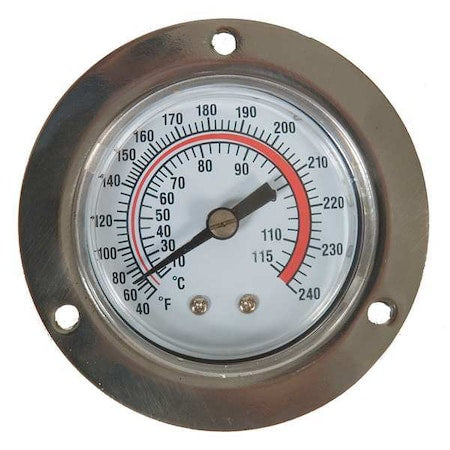 Analog Panel Mt Thermometer, 40 to 240F, Dial Size: 2 in