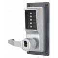 Mechanical Push Button Lockset, Satin Chrome, 1-3/8" to 2-1/4" For Door Thickness, 5 Number of Keys