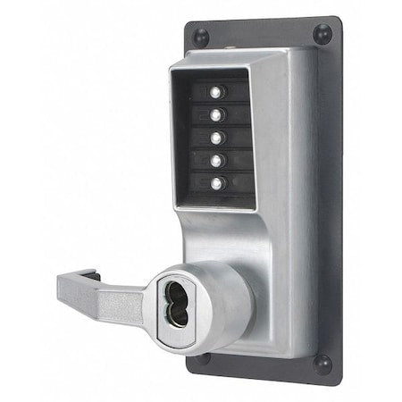Mechanical Push Button Lockset, Satin Chrome, 1-3/8" to 2-1/4" For Door Thickness, 5 Number of Keys