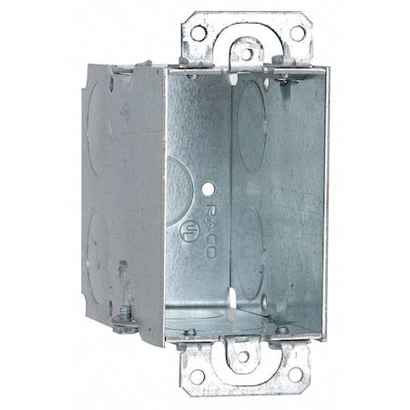 Electrical Box, 18 cu in, Switch Box Type, 1 Gang, Steel, Rectangular Shape