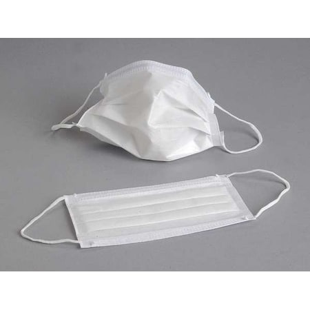 Disposable Procedural Face Mask, Dual, Non-Adjustable Strap, Metal Nose Clip, White, M, 500 PK