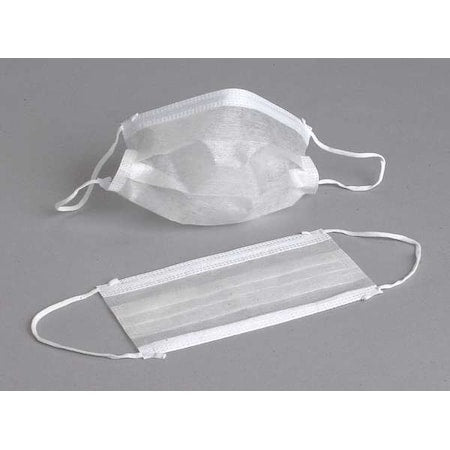 Disposable Procedural Face Mask, 1-Ply, Dual, Non-Adjustable Strap, Metal Nose Clip, White, M