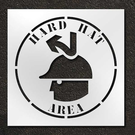 Stencil, Symbol, Hard Hat Area, 42 in Character Height, Polyethylene, Clear, 1 Pieces