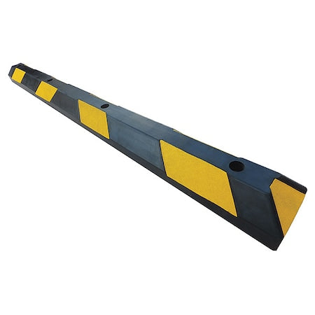 Parking Curb, Rubber, 4 in Height, 4 ft Length, Black/Yellow