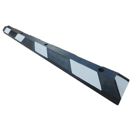 Parking Curb, Rubber, 4 in Height, 4 ft Length, Black/White