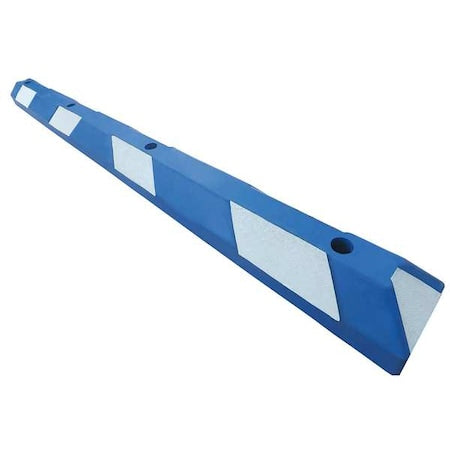 Parking Curb, Rubber, 4 in Height, 6 ft Length, Blue/White