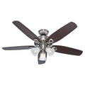 Decorative Ceiling Fan, 52 in Blade Dia, 5 Blades, 3 Speeds, 120V AC, Brushed Nickel