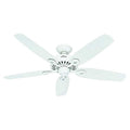 Decorative Ceiling Fan, 52 in Blade Dia, 5 Blades, 3 Speeds, 120V AC, Snow White