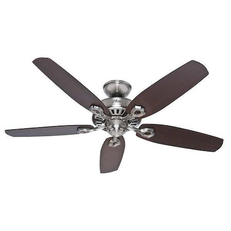 Decorative Ceiling Fan, 52 in Blade Dia, 5 Blades, 3 Speeds, 120V AC, Brushed Nickel