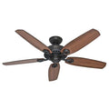 Decorative Ceiling Fan, 52 in Blade Dia, 5 Blades, 3 Speeds, 120V AC, New Bronze