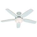 Decorative Ceiling Fan, 52 in Blade Dia, 5 Blades, 3 Speeds, 120V AC, Snow White