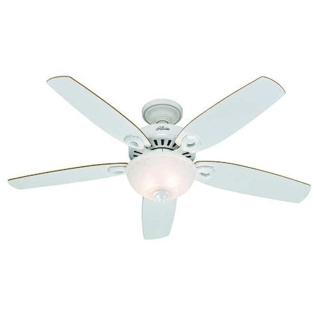 Decorative Ceiling Fan, 52 in Blade Dia, 5 Blades, 3 Speeds, 120V AC, Snow White