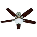 Decorative Ceiling Fan, 52 in Blade Dia, 5 Blades, 3 Speeds, 120V AC, Brushed Nickel