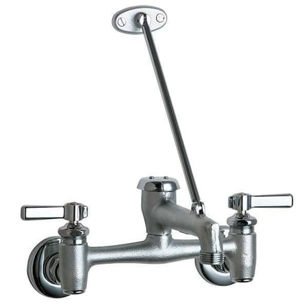 Service Sink Faucet, Wall Mount, 12 gpm Flow Rate, 5-3/4 in Spout L, Metal, Chrome Finish