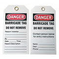 Caution Tag, Lockout Tagout, Polyester, 5 3/4 in H x 3 in W, White, Rectangle, 25 PK