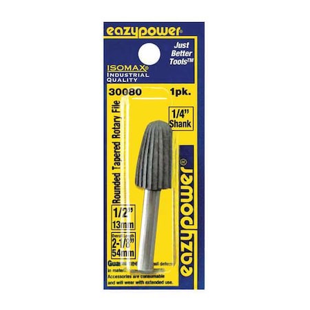 Rounded Tapered Rotary File, 1/2in., 1pcs.