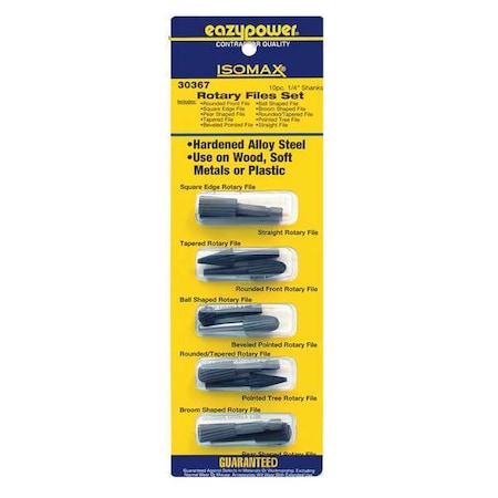 Rotary Files Set, 1/4 in., 10 pcs.