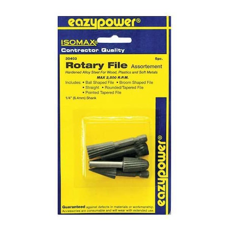 Rotary Files Set, 1/4 in., 5 pcs.