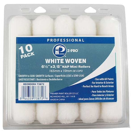 6-1/2" Mini Paint Roller Cover, 3/8" Nap, Woven