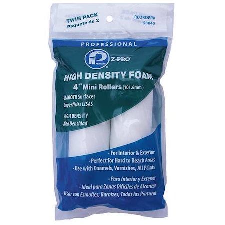4" Mini Paint Roller Cover, Foam, 2 PK