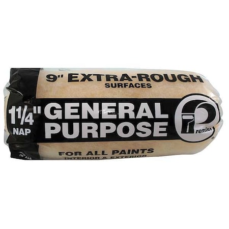 9" Paint Roller Cover, 1-1/4" Nap, Polyester