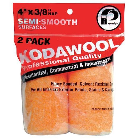 4" Paint Roller Cover, 3/8" Nap, Polyester/Knitted Wool