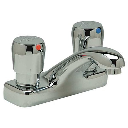 Metering 4" Mount, 2 Hole Low Arc Bathroom Faucet, Polished chrome