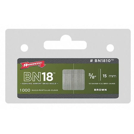 Collated Brad Nail, 5/8 in L, 18 ga, Hot Dipped Galvanized, Flat Head, 1000 PK