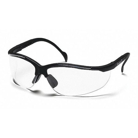 Venture II(R), Safety Glasses, Anti-Scratch, Clear Lens, Black Frame, Half-Frame