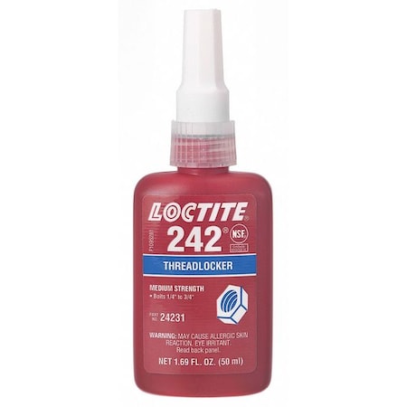 Threadlocker, LOCTITE 242, Blue, Medium Strength, Liquid, 250 mL Bottle