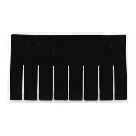 Bin Divider, Plastic, Black, 9-5/8 in L x 5-15/32 in H, 6 PK