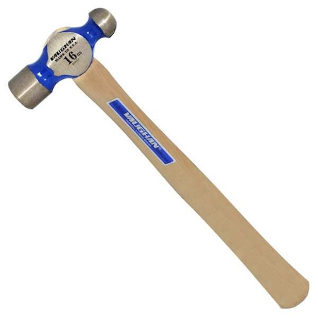 16 oz. Ball Peen Hammer, 14 in L Hickory Handle, Steel Head