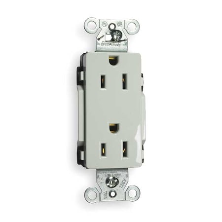Straight Blade Receptacle, 5-15R, 15 A, 125V AC, 2 Pole, 3 Wire, Flush Mount, Grounded
