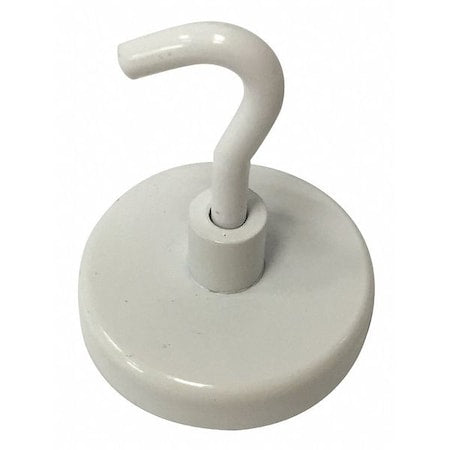 Magnetic Hook, White, 14 Lb, 1.25 In Dia