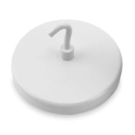 Magnetic Hook, White, 55 Lb, 2.625 In Dia