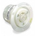 Flanged Locking Receptacle, L5-15R, 15 A, 125V AC, Single Phase, 2 Pole, Flush Mount, White