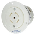 Flanged Locking Receptacle, L21-30R, 30 A, 120/208V AC, Three Phase, 4 Pole, Flush Mount, White