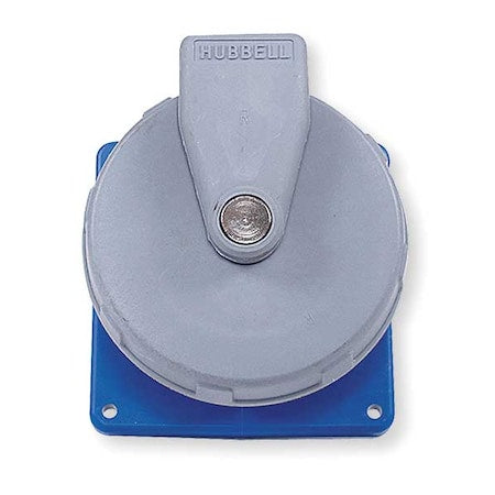 Watertight Pin & Sleeve Receptacle, 30 A, 250V AC, Single Phase, 2 Pole, IEC Grounding, Blue