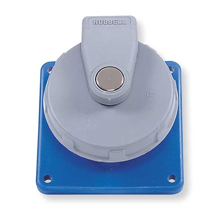 Watertight Pin & Sleeve Receptacle, 100 A, 120/208V AC, Single Phase, 2 Pole, IEC Grounding, Blue
