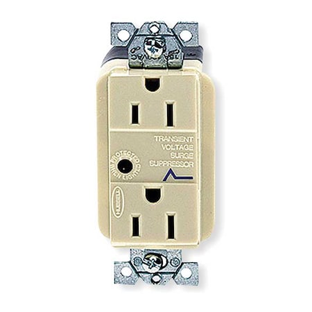 Straight Blade Receptacle, 5-15R, 15 A, 125V AC, 2 Pole, 3 Wire, Flush Mount, Grounded