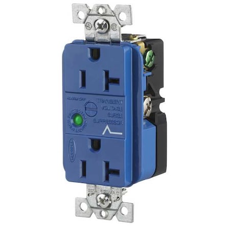 Duplex Straight Blade Receptacle, 5-20R, 20 A, 125V AC, 2 Pole, 3 Wire, Flush Mount, Grounded